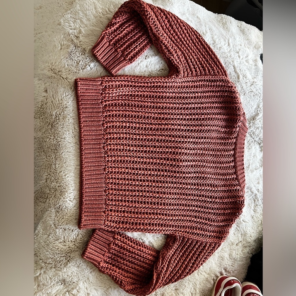 Brunello Cucinelli Woven Terracotta Sunset Handknit Sweater Size Small - Picture 7 of 9